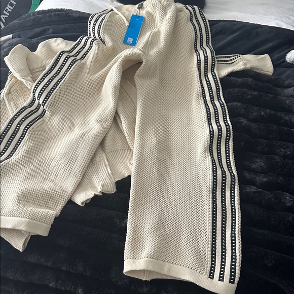 adidas Cream crochet  Track Pants with Black Stripes - Picture 10 of 10